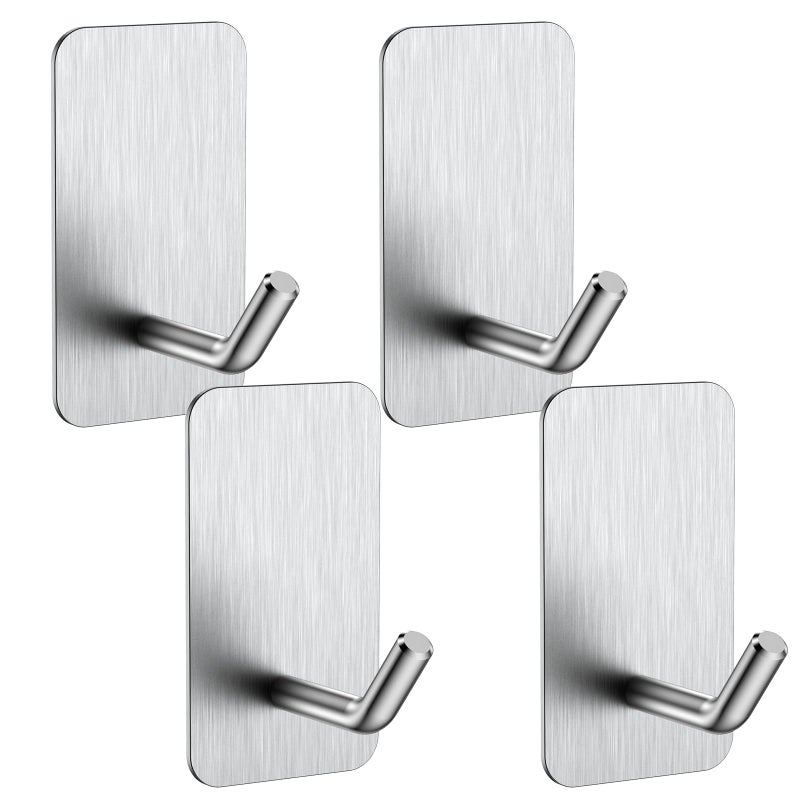 KRUI Mini Fire Blanket Hooks Stainless Steel Adhesive Wall Hooks for Home Office and Outdoor Wall Hanging Waterproof and Fireproof Sliver 4 Pack - Image 2