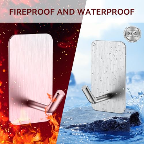 KRUI Mini Fire Blanket Hooks Stainless Steel Adhesive Wall Hooks for Home Office and Outdoor Wall Hanging Waterproof and Fireproof Sliver 4 Pack - Image 3