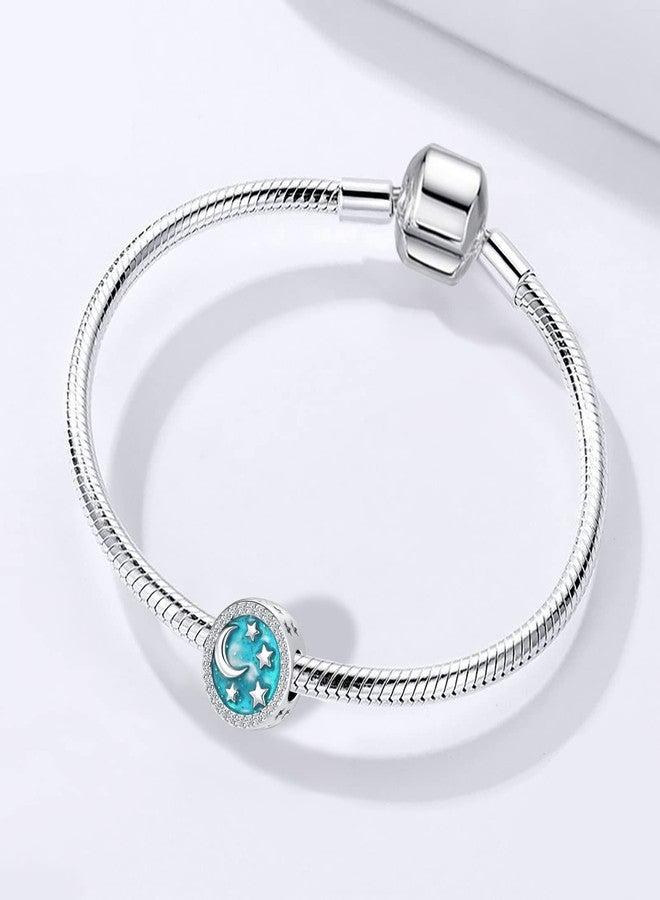 QeenseKc I Love You to The Moon Back Charm Moon Star Heart Love Crystal CZ Beads Charms for European Bracelet (bule Sky) - Image 3