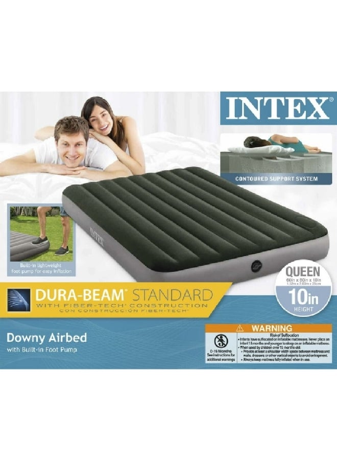 INTEX Dura-Beam Downey Lightweight Air Bed with Buil In Foot Pump Green and Grey 60 x 80 x 10 Inch - Image 4