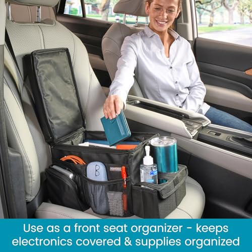 High Road CarHop Car Seat Organizer for the Front or Back Seat for Kids and Adults with Cup Holder Tray, Side Pockets and Cooler Compartment - Image 4
