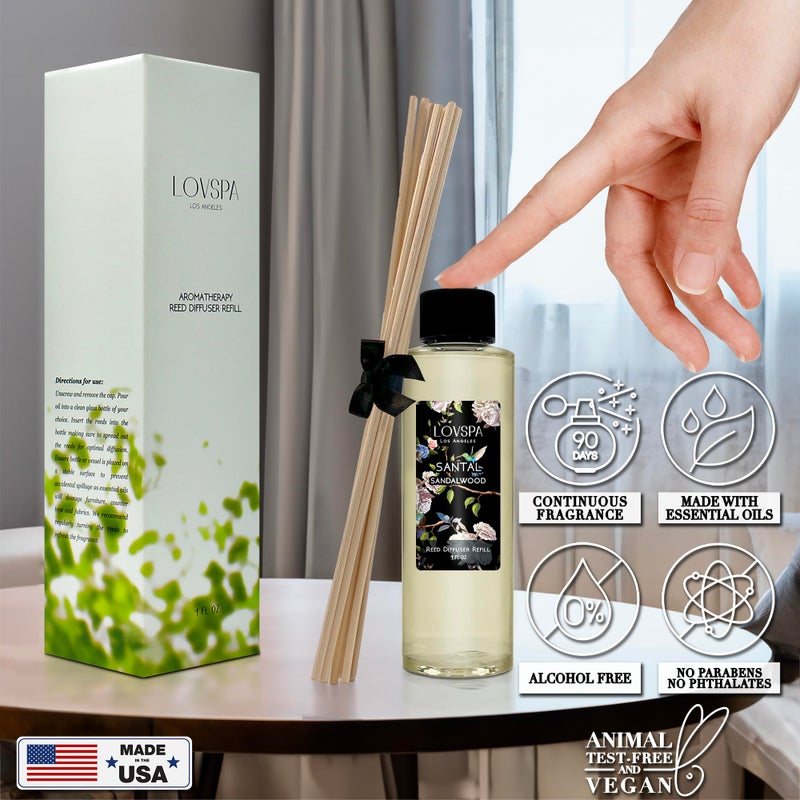 LOVSPA Santal (Sandalwood) Diffuser Oil - Luxury Essential Oils for Diffuser Refill & Air Freshener Room Spray - Long-Lasting & Natural Home Fragrance, Scented Oil for Diffusers, USA Made, 4oz - Image 5