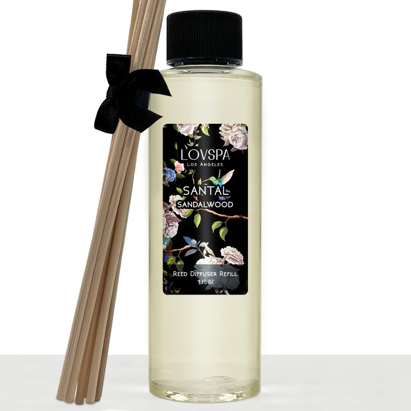 LOVSPA Santal (Sandalwood) Diffuser Oil - Luxury Essential Oils for Diffuser Refill & Air Freshener Room Spray - Long-Lasting & Natural Home Fragrance, Scented Oil for Diffusers, USA Made, 4oz - Image 1