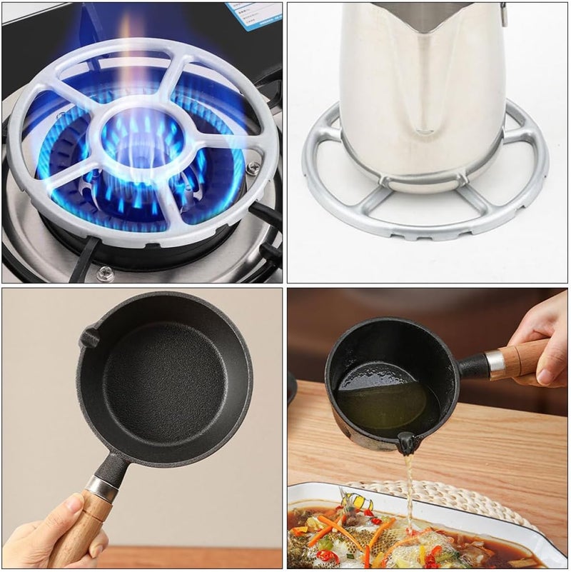 Mini Cast Iron Omelet Pan with Wood Handle, 11cm Diameter X 6cm Height Small Skillet for Stove Top Cooking, Butter Melting and Egg Frying, Portable Outdoor Camping Saucepan - Image 5