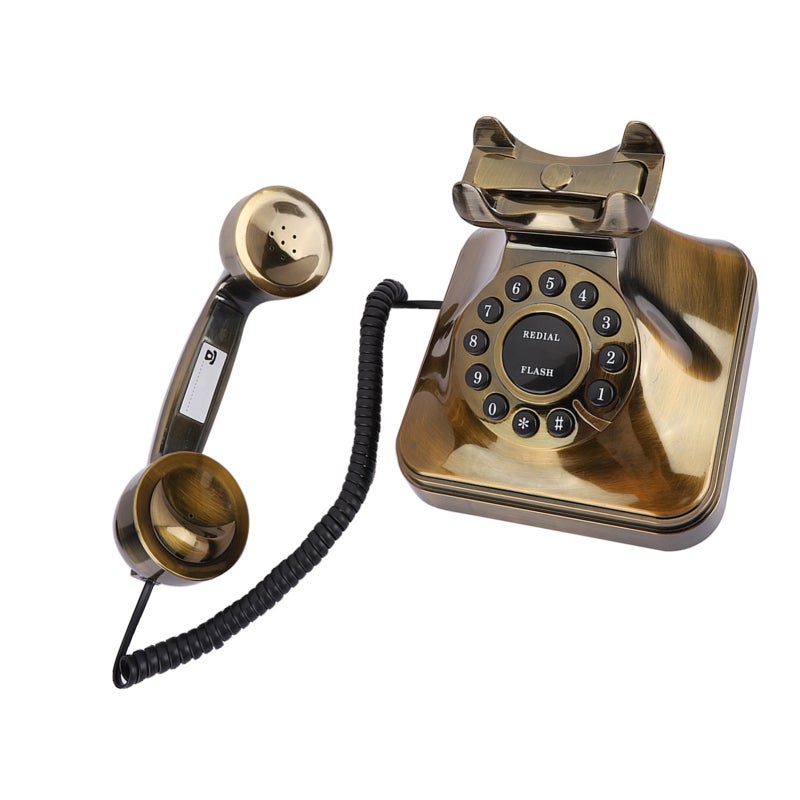 Antique Bronze Telephone: Noise Reduction, Number Store, Button Dialing - Vintage Landline Phone for Home Office, Desktop Decoration - Image 1
