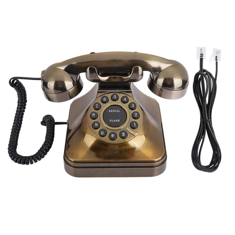 Antique Bronze Telephone: Noise Reduction, Number Store, Button Dialing - Vintage Landline Phone for Home Office, Desktop Decoration - Image 4