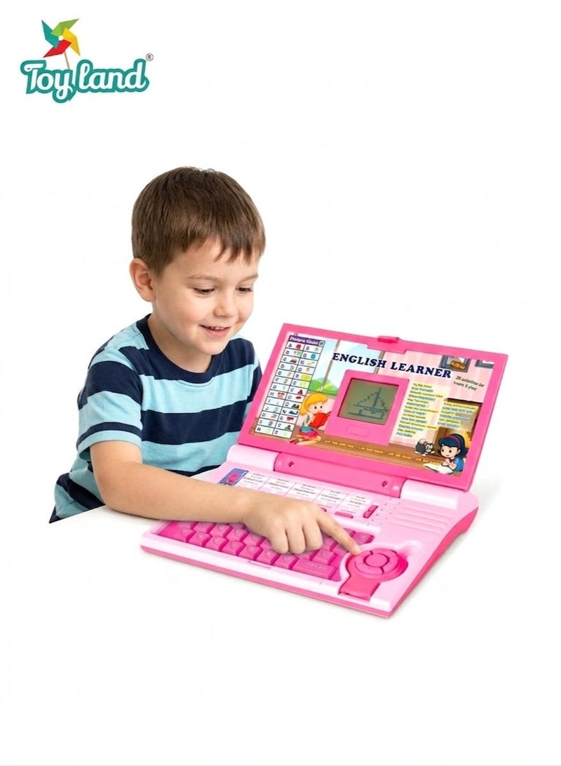 Toy Land English Learner Laptop for Kids, 20 Educational Activities with Mouse Control, Fun Learning and Skill Enhancement for Boys and Girls (Pink) - Image 1