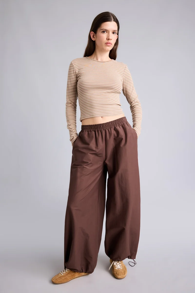 Defacto Slim Fit Crew Neck Ribana Long Sleeve T-Shirt