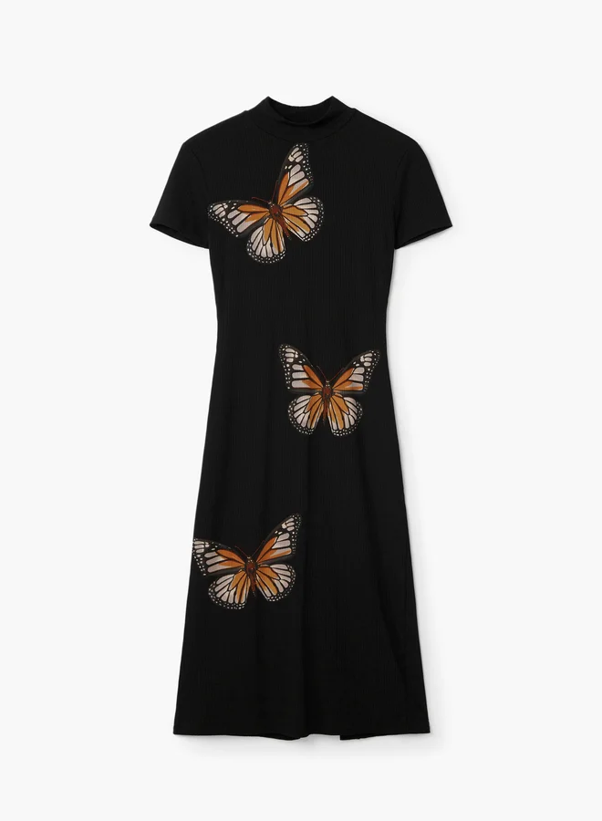 DESIGUAL Slim Midi Butterfly Dress
