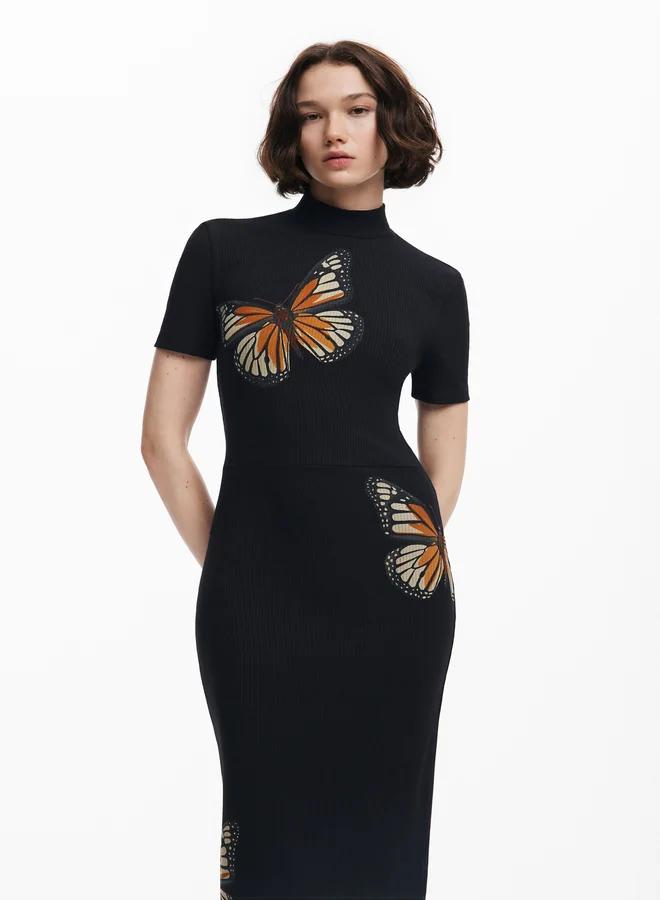 DESIGUAL Slim Midi Butterfly Dress
