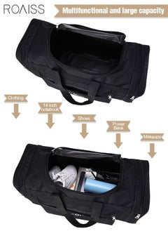roaiss Unisex Travel Duffel Bag Large Capacity Lightweight Wear-resistant Oxford Fabric Multipurpose Foldable Luggage Handbag for Fitness Sports Training Trip Black  - Image 4