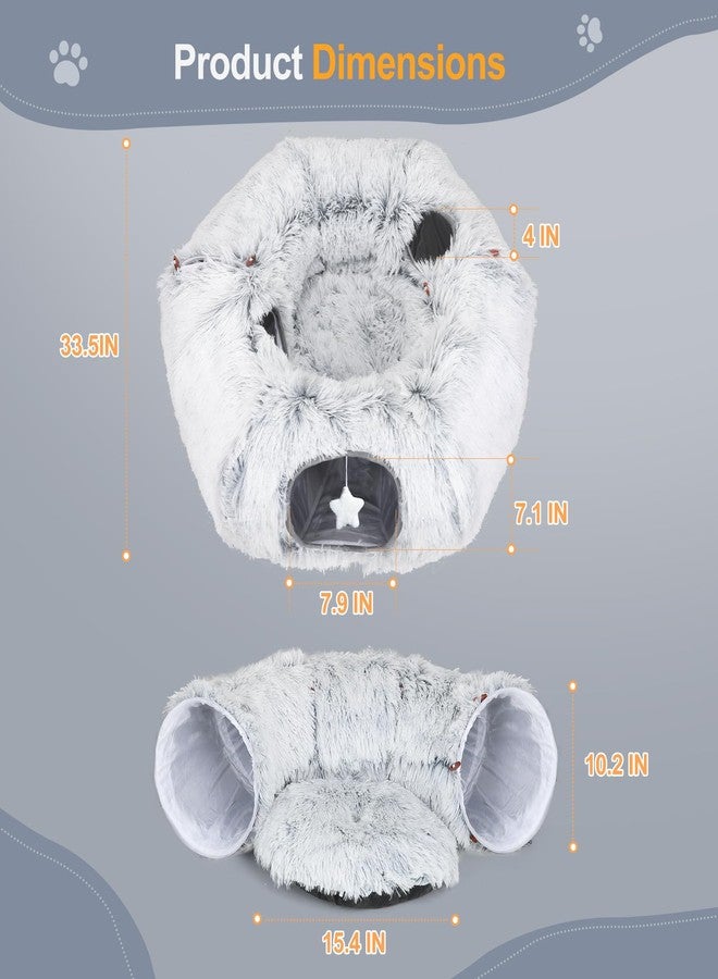سرير نفق للقطط من زوقوني، للقطط المنزلية، مقاس كبير، تنانير شجرة عيد الميلاد قابلة للغسل، نفق دونات دافئ وناعم للقطط المنزلية، ألعاب ملعب تفاعلية متعددة الوظائف للقطط والحيوانات الأليفة - Image 4