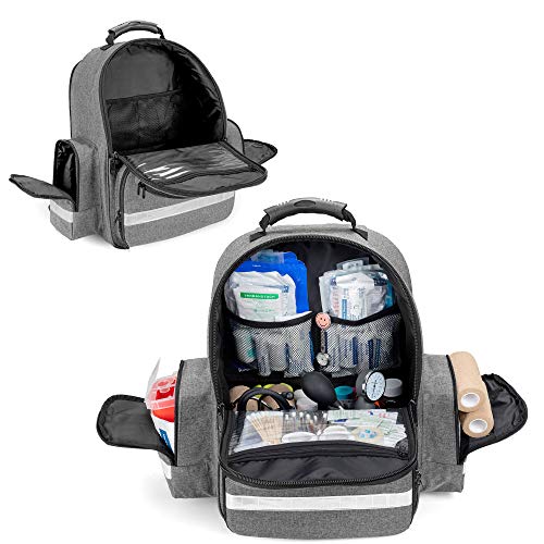 Trunab First Responder Bag Trauma Backpack Empty, Medical Emergency Kits Storage Jump Bag Pack for EMT, EMS, Police, Firefighters, Safety Officers, Black - Image 3