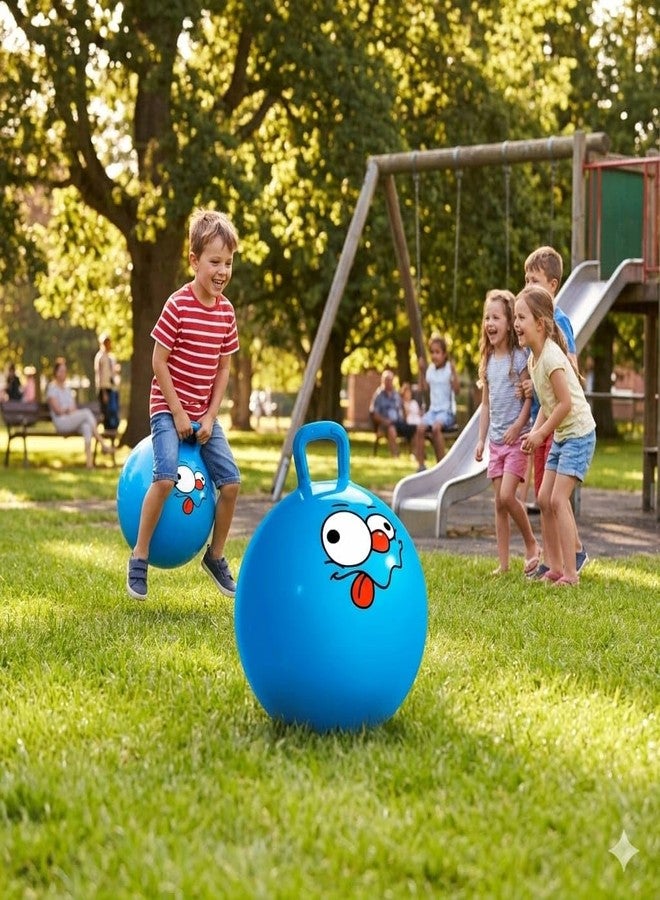 HOMAVA Sit & Bounce Rubber Hop Ball for Kids | Inflatable Hopper Ball with Handle | Indoor & Outdoor Activity Toy | Best Gift for Boys & Girls Hop Balls | Multicolour | 45cm | Multicolor - Image 1