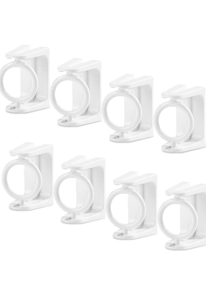 KASTWAVE 8 Pcs 360° Rotating Ring Curtain Rod Brackets No Drilling Self Adhesive Tension Rod Curtain Rod Holders Curtain Rod Hooks Hangers  - Image 1