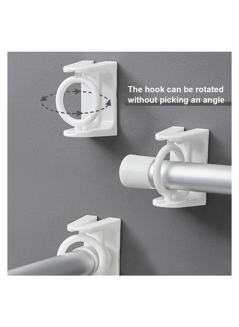KASTWAVE 8 Pcs 360° Rotating Ring Curtain Rod Brackets No Drilling Self Adhesive Tension Rod Curtain Rod Holders Curtain Rod Hooks Hangers  - Image 4