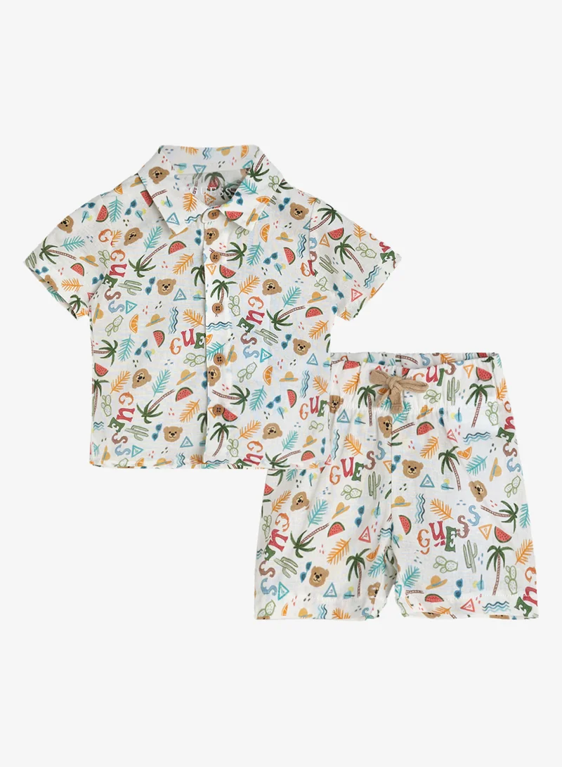 GUESS Infant Short Sleeve Shirt And Denim Shorts Set