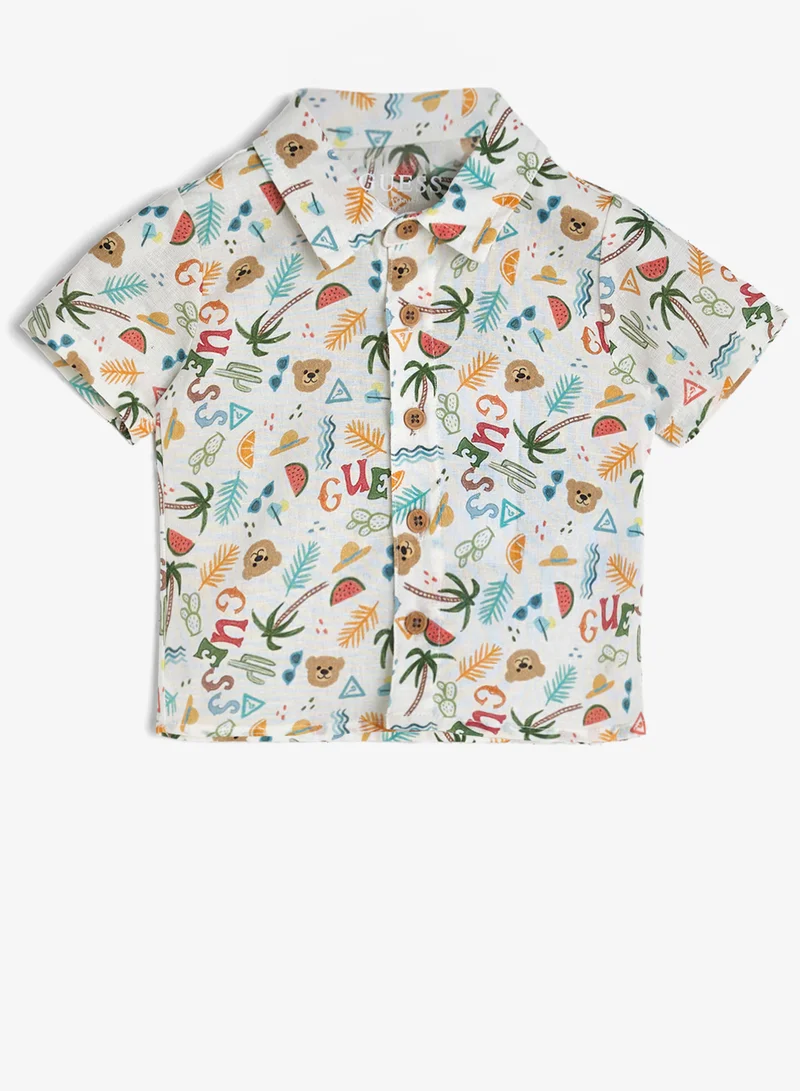 GUESS Infant Short Sleeve Shirt And Denim Shorts Set