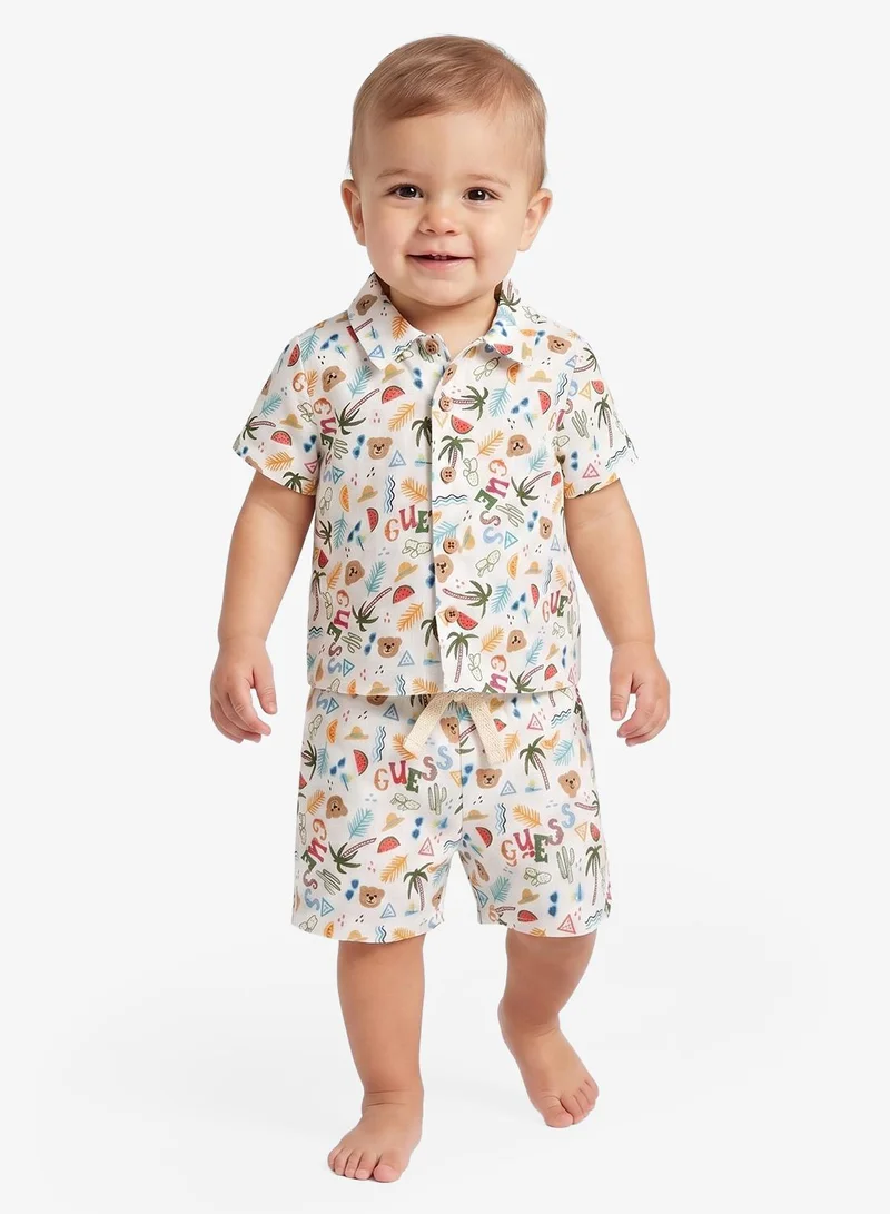 GUESS Infant Short Sleeve Shirt And Denim Shorts Set