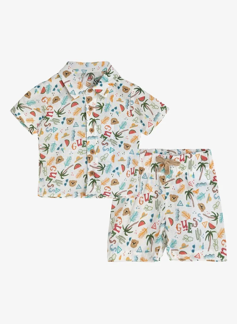 GUESS Infant Short Sleeve Shirt And Denim Shorts Set