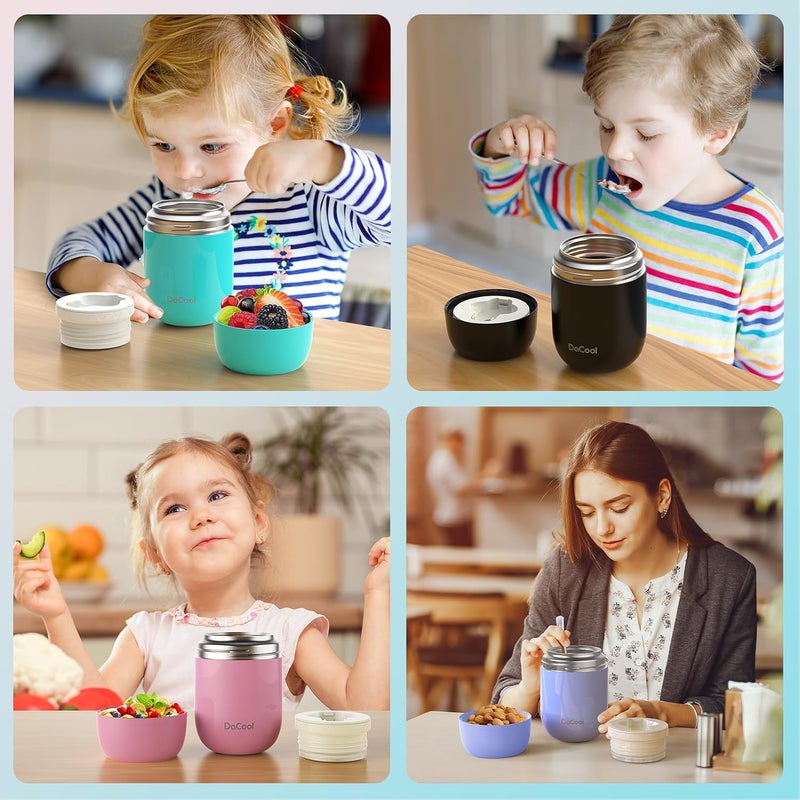 DaCool Insulated Food Jar Food Thermo Kids Thermo for Hot Food 16 oz Stainless Vacuum Bento Lunch Therm for Kids Girls Adult with Spoon Leak Proof for School Office Picnic Travel Outdoors, Pink - Image 5