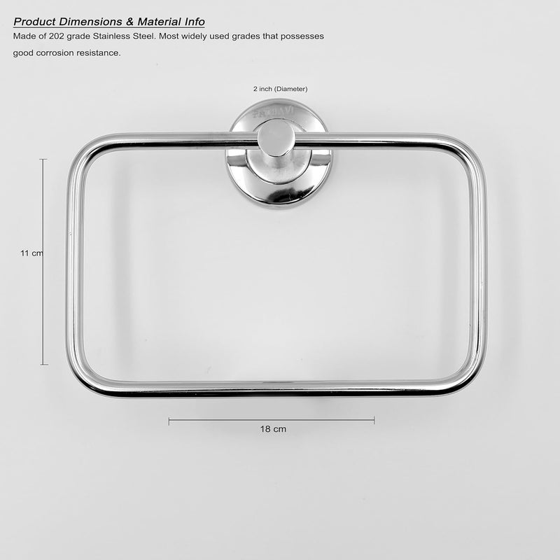 Pathavi Stainless Steel Towel Holder for Bathroom | Wash Basin | Towel Hanger | Napkin Holder for Wash Basin | Towel Ring| Bathroom Accessories (Rectangle, Chrome Finish, Pack of 2) - Image 4