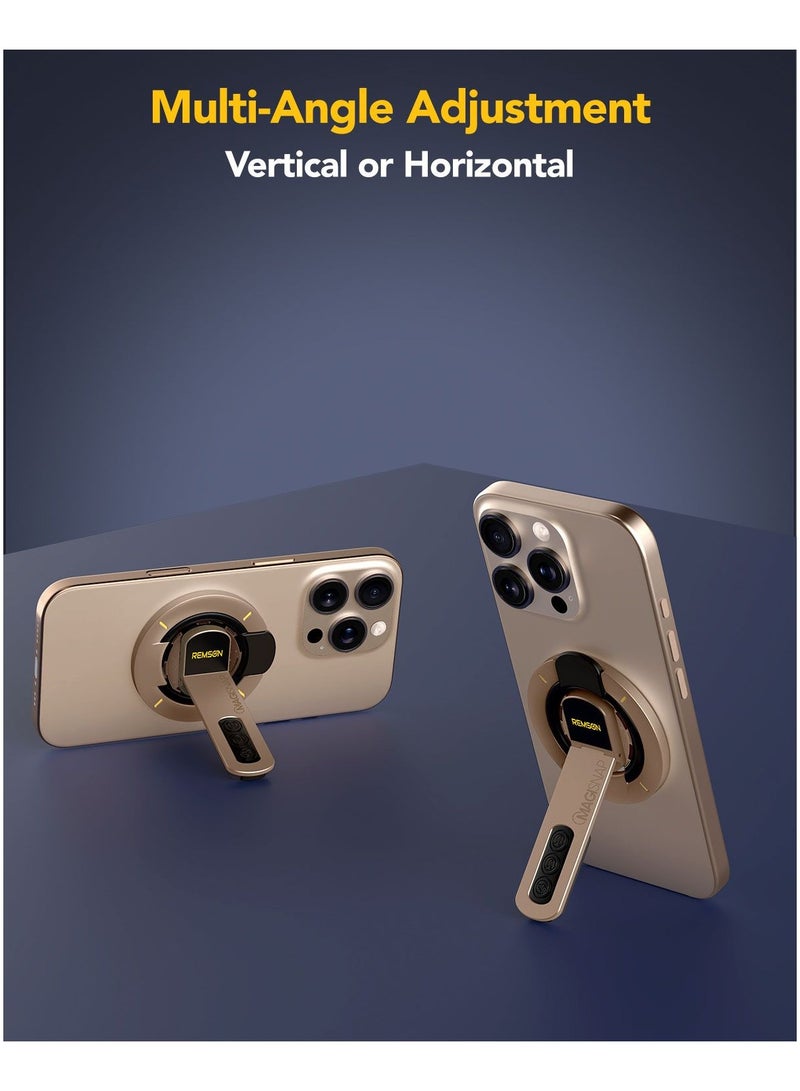 Remson MagiSnap Double-Sided Magnetic Decompression Ring Holder and Stand Kickstand Phone Grip Compatible for iPhone 16 15 14 13 12 Series (Desert Titanium) - Image 2