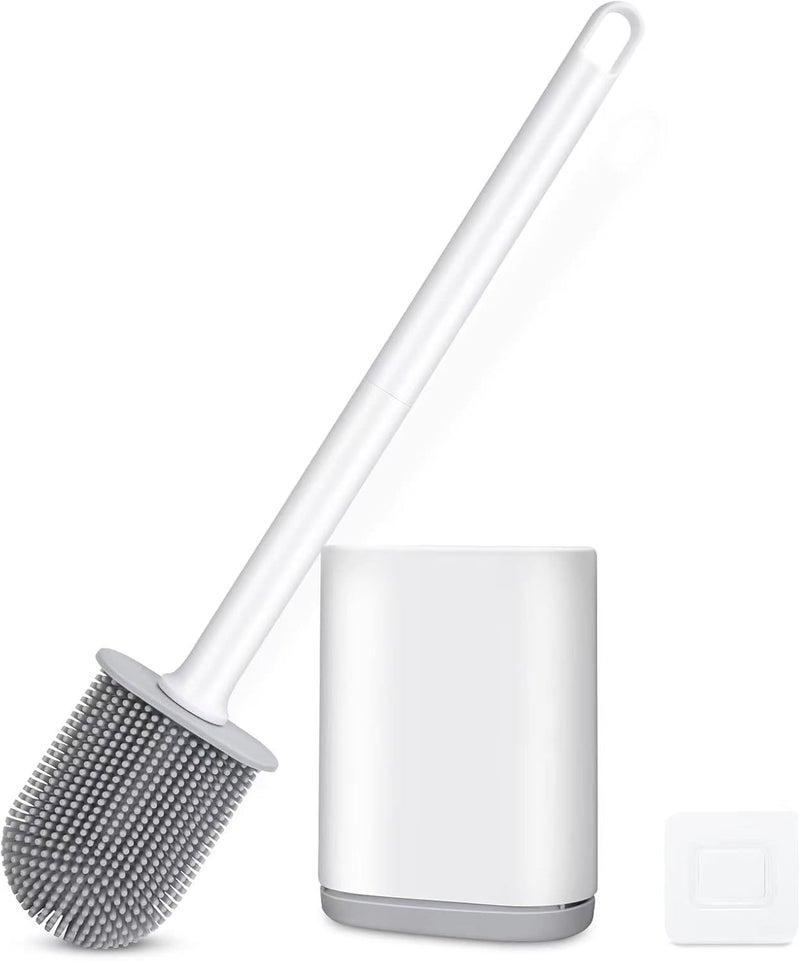 KESRINPLUS Toilet Brush and Holder Set for Bathroom, Flexible Toilet Cleaning Bowl Brush Head with Silicone Bristles, Compact Size for Storage and Organization (Multicolor) - Image 1