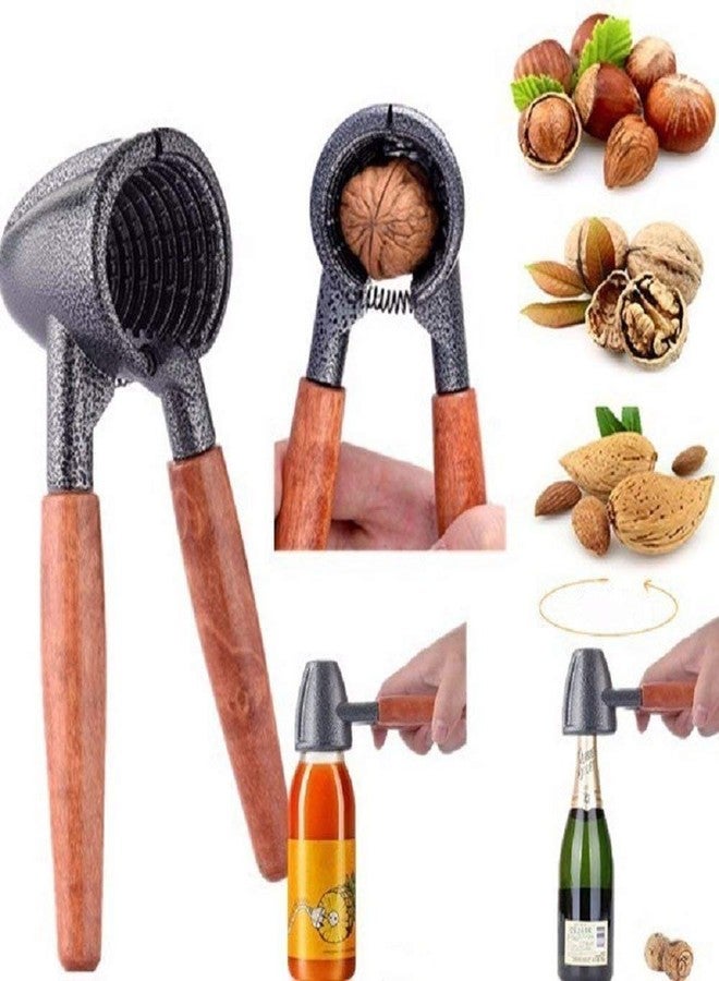 THW Creations Heavy Duty Walnut Cracker Nutcracker Sheller Nut Opener with Wood Handles for Walnuts, Pecans, Almonds, Brazil Nuts, Hazelnuts - Image 1