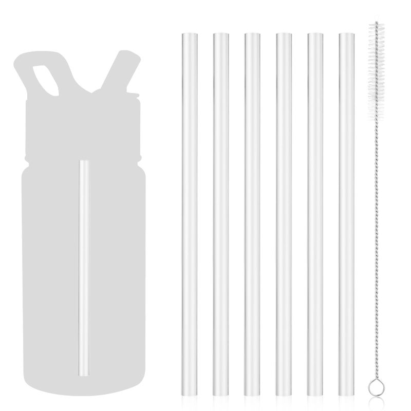PEUTIER 6pcs Straw Replacement for Simple Modern Kids Water Bottle Sucker Accessories for Simple Modern Kids Water Bottle Stainless Steel Reusable Tumbler for Toddlers 14oz with 1 Brush 