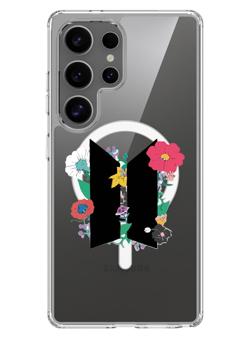 Theodor Magnetic Case for Samsung Galaxy S25 Ultra 6.9-inch Compatible with MagSafe Wireless Charging, Shockproof Phone Bumper Cover BTS floral B - Image 1