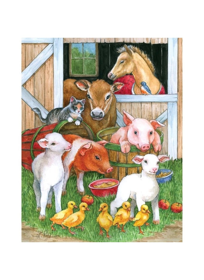 Bits and Pieces Bits and Pieces  200 Piece Large Piece Family Jigsaw Puzzle for Adults  Kids  15 x 19  Barnyard Buddies  200 pc Farm Animals Sheep Pigs Horses Jigsaw by Lorraine Ryan  - Image 1