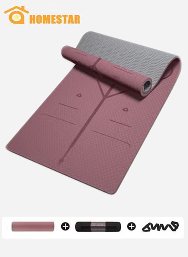 HOMESTAR Yoga Mat Alignment Lines with Carrying Bag,  Anti-Slip Exercise Mat, Fitness Mat for Pilates for Women, Men, Beginners - Image 1