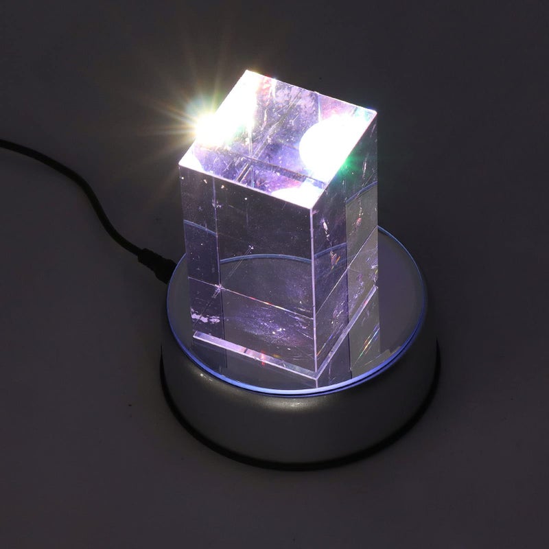 360 Degree Rotating LED Display Stand With Colorful Lights For 3D Crystal Art 10cm Base - Image 3