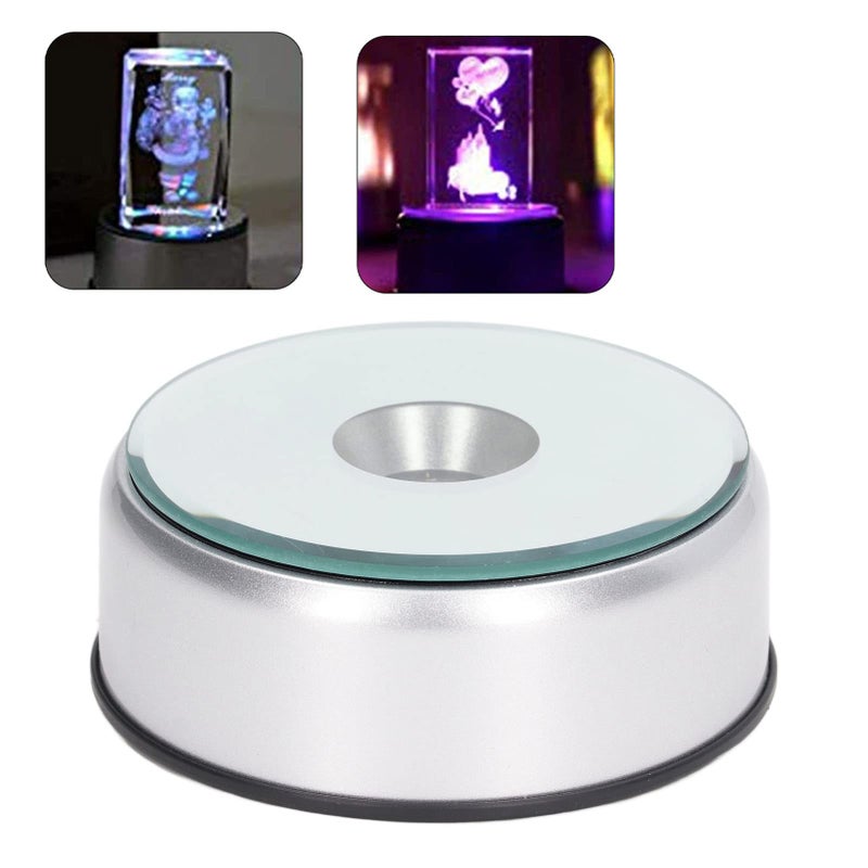 360 Degree Rotating LED Display Stand With Colorful Lights For 3D Crystal Art 10cm Base - Image 4