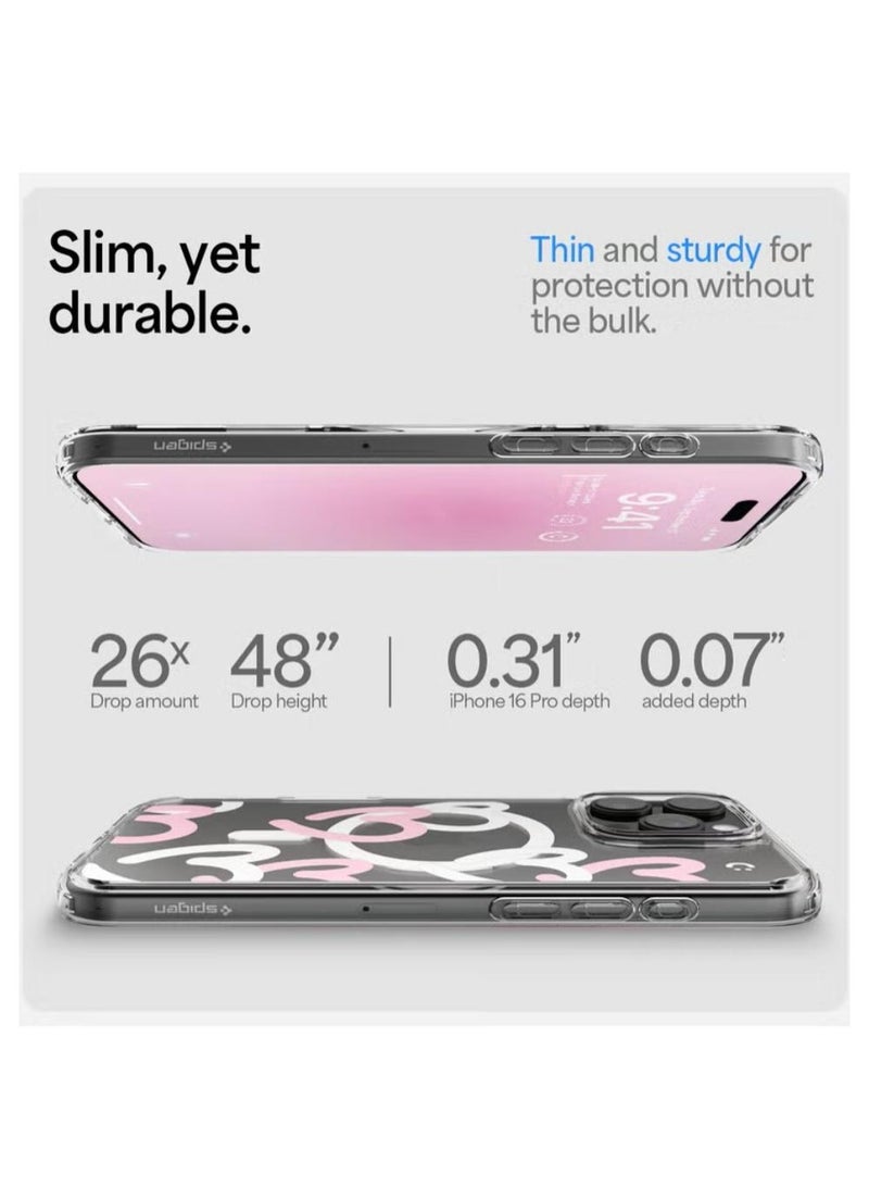 Spigen Ultra Hybrid MagFit for iPhone 16 Pro Case Cover with MagSafe (2024) Hearts White Pink - Image 4