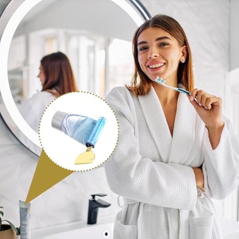 2 Pcs Stainless Steel Toothpaste Tube Squeezer Metal Tube Squeezer Key Metal Roller Dispenser Key for Toothpaste Cream Cosmetic Paint Tubes (Silver,Gold) - Image 4