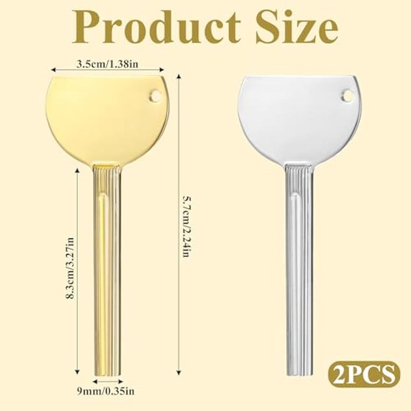 2 Pcs Stainless Steel Toothpaste Tube Squeezer Metal Tube Squeezer Key Metal Roller Dispenser Key for Toothpaste Cream Cosmetic Paint Tubes (Silver,Gold) - Image 2