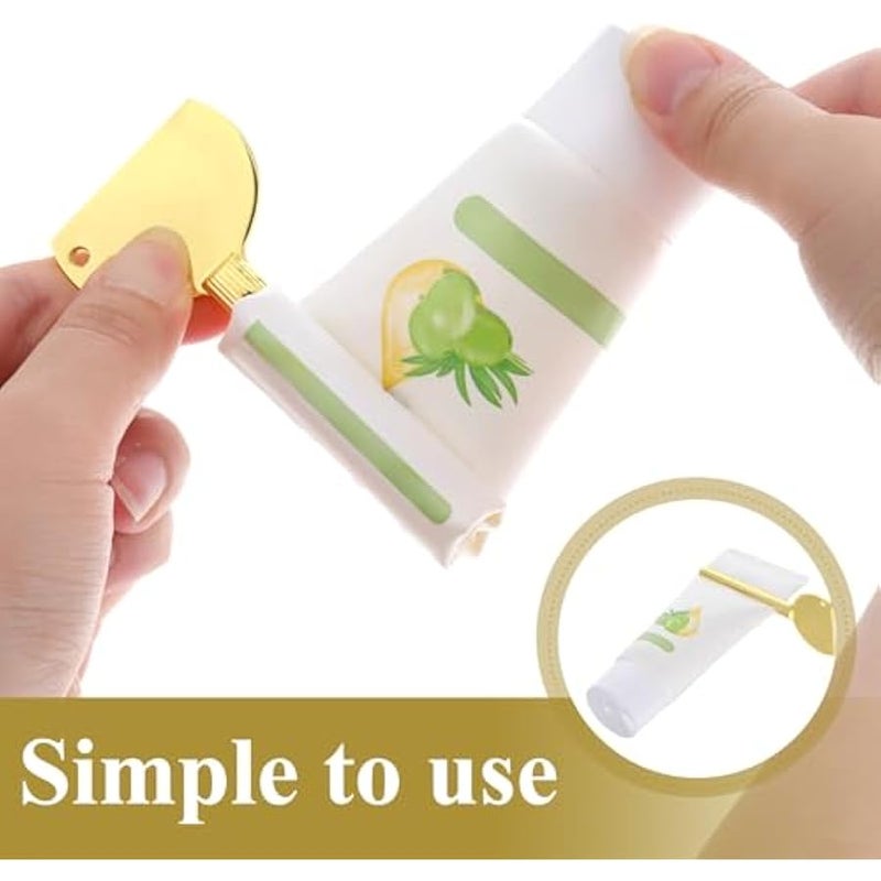 2 Pcs Stainless Steel Toothpaste Tube Squeezer Metal Tube Squeezer Key Metal Roller Dispenser Key for Toothpaste Cream Cosmetic Paint Tubes (Silver,Gold) - Image 3