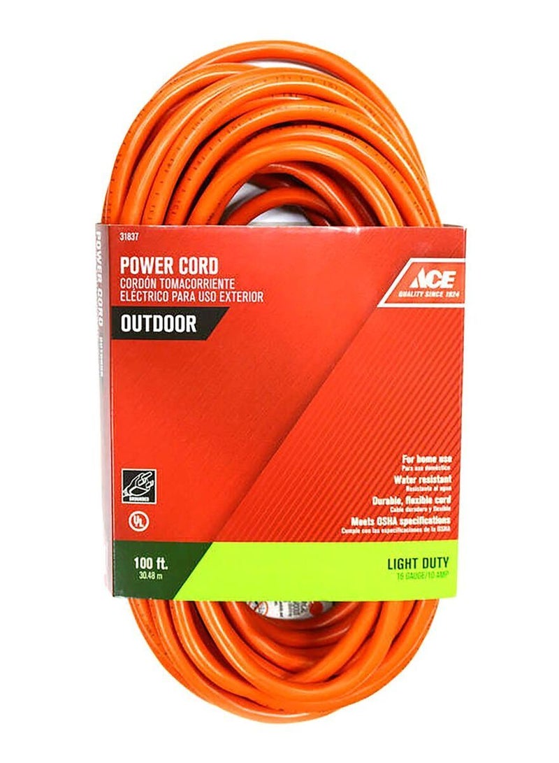 Ace 125V 10A Outdoor Extension Cord Orange 100Ft