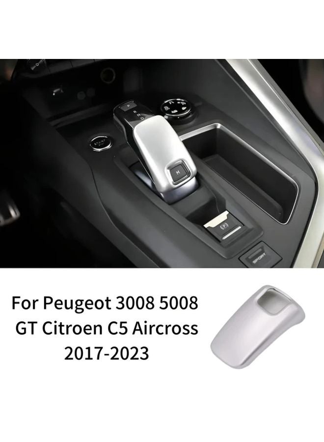 Silvery ABS Gear Shift Knob Carbon Fiber Cover Stickers For Peugeot 3008 GT 2017 2020 Citroen C5 Aircross 2018 2024 - Image 1