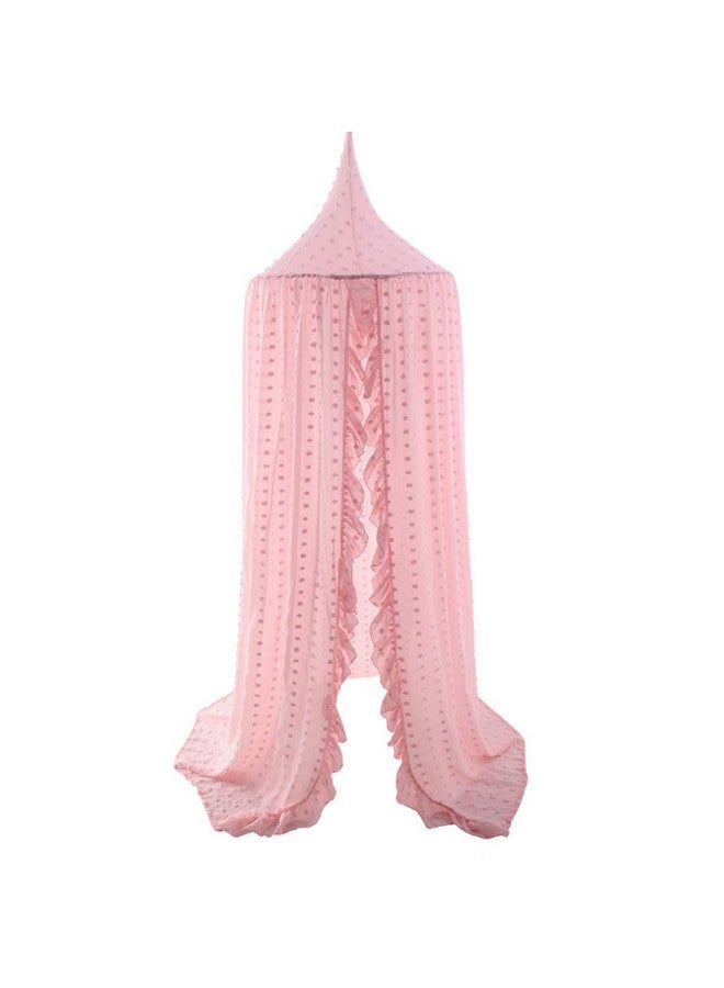 Kishome Kids Bed Canopy for Girls, Pink Crib Canopy Princess Hanging Children Canopy Tent, Toddler Girl Canopy Bed Netting for Baby Room Bedroom Reading Nook, Macrame Lace Boho Nursery Canopy with Pom Pom - Image 4