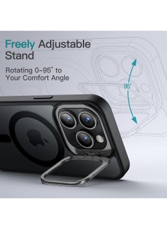CaseNeo Kickstand Case for iPhone 15 Pro Max 6.7-Inch Compatible with MagSafe, Built-in Adjustable Camera Stand, Translucent Matte Magnetic Back Slim Shockproof Phone Cover (Black Titanium)  - Image 3