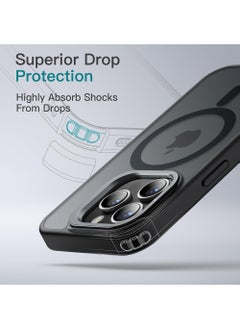 CaseNeo Kickstand Case for iPhone 15 Pro Max 6.7-Inch Compatible with MagSafe, Built-in Adjustable Camera Stand, Translucent Matte Magnetic Back Slim Shockproof Phone Cover (Black Titanium)  - Image 5