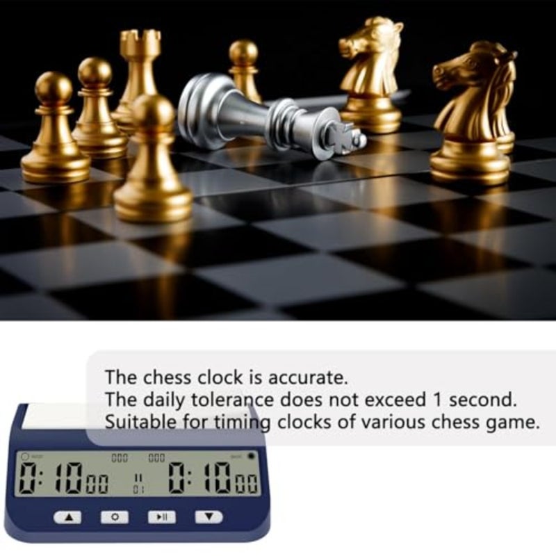 Digital Chess Clock Timer for Board Games, 5-in-1 Multifunction Timer, Portable, Adjustable Alarm, Blue - Image 5