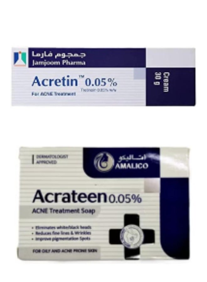 كريم أكريتين 0.05% (30 جم) لعلاج حب الشباب + صابونة أكريتين (100 جم) لعلاج حب الشباب
