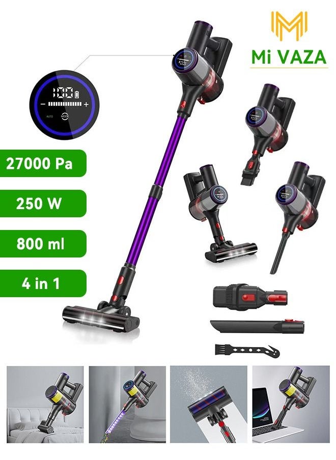 Cordless Vacuum Cleaner - LED Display Screen - 27 KPa Powerful Suction - Handheld Vacuum for Car, Carpet, Floor, Bed 