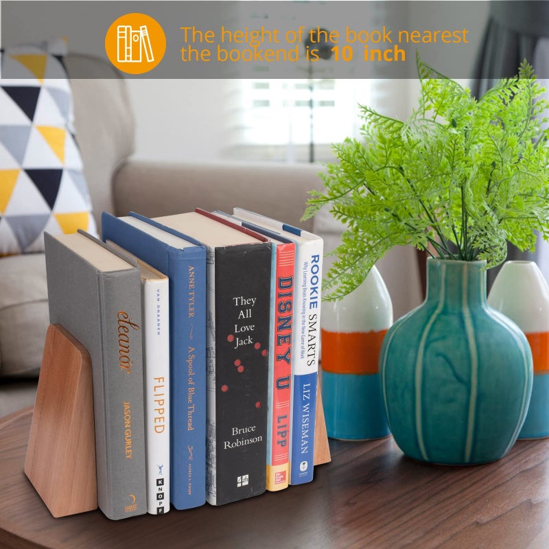 Drelifam Wood Handmade Heavy Duty Bookends For Shelves Decorative Book Ends To Hold Books For Office - Image 4