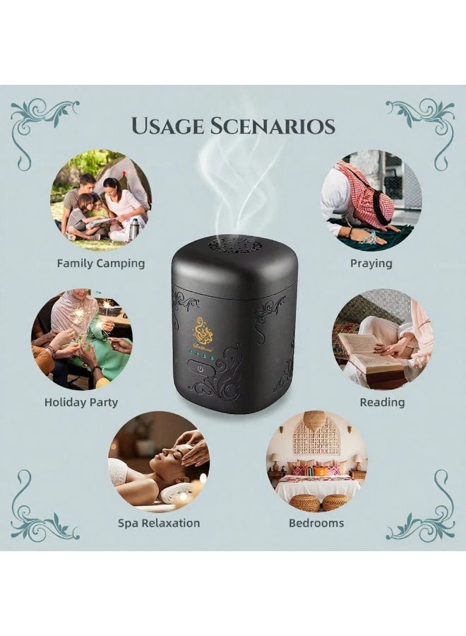 Mini Electric Incense Burner with Display Light – USB Type-C Rechargeable, Portable Arabian Incense Burner for Home, Car & Travel, Safe Overheating Protection - Image 4