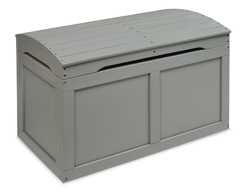Badger Basket Badger Basket Kids Hardwood Barrel Top Toy Box Storage Chest with Safety Hinge Gray
